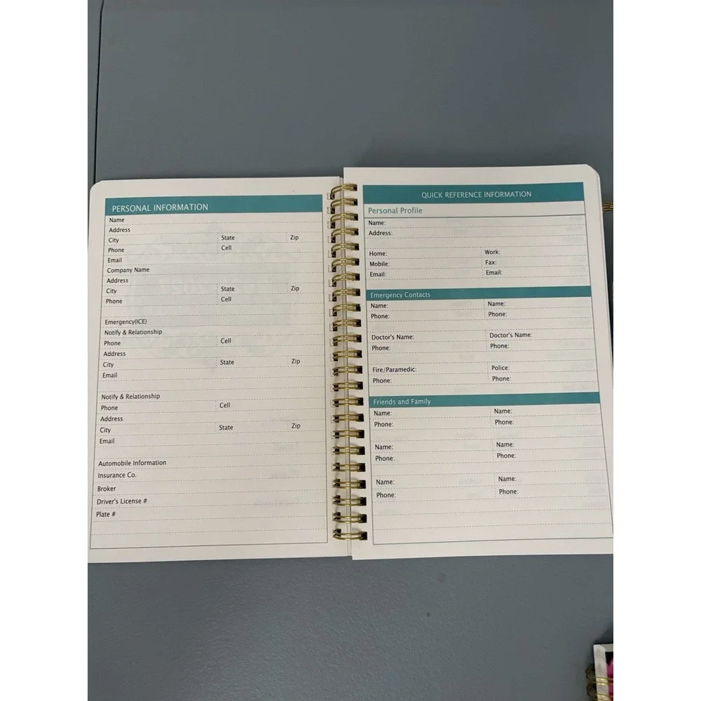 Planner Book 2025-2027 blue‎ gold white floral weekly planner calendar with pen